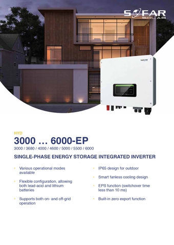 Inverter Hybrid Sofar 5kW-EP 1 pha