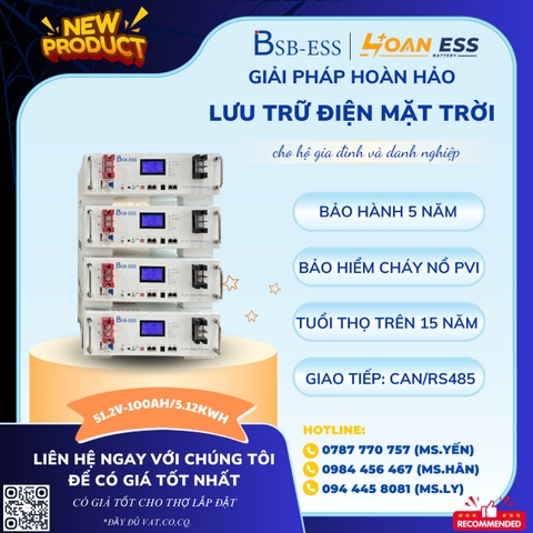 PIN LƯU TRỮ BSB ESS 5.12KWH - 51.2V 100AH - Bản thường