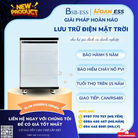 PIN LƯU TRỮ BSB ESS 5.12KWH - 51.2V 100AH - Bản xếp chồng