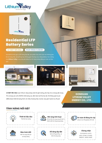 Pin lưu trữ lihium Valley 5.12kWh - Bảo hành 10 năm
