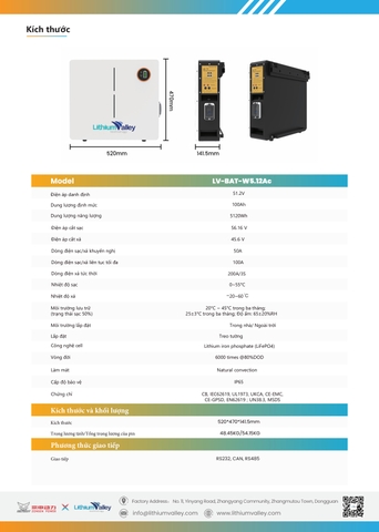 Pin lưu trữ lihium Valley 5.12kWh - Bảo hành 10 năm
