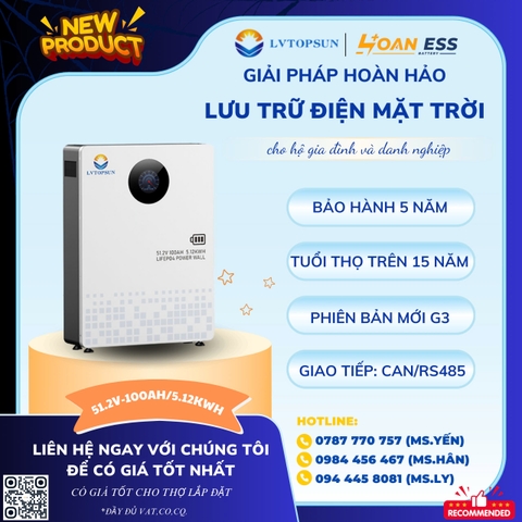 Pin lưu trữ lithium LVTOPSUN 5.12 Kw 51.2-100AH