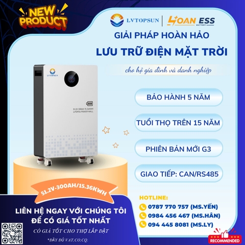 Pin lưu trữ lithium LVTOPSUN 15.36 Kw 51.2-300AH