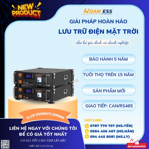PIN LƯU TRỮ SEGROW 5.32KWH - 51.2V 104AH - Bản giá đỡ