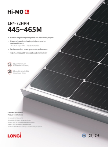 Tấm pin Longi Solar 450w