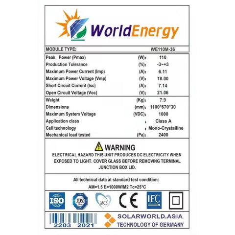 Tấm pin Mono World Energy (WE110W)