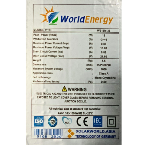 Tấm pin Mono World Energy (WE15W)